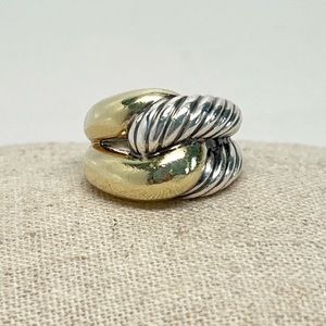 Authentic David Yurman Knot Ring Sterling Silver and 14 kt Gold